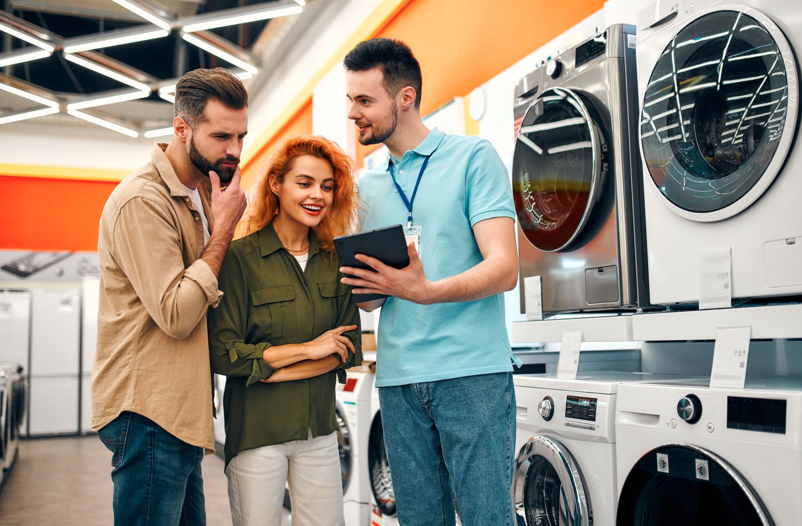 couple at washing machine store